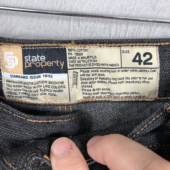 State Property Baggy Leg Jeans Mens 42 Blue Standard Issue 18153 Loose Street - Picture 8 of 16